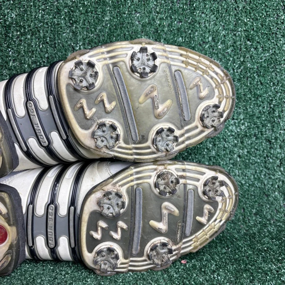 Adidas Tour 360 Leather Cleated Spiked Athletic Golf Shoes White Mens Size 10‎